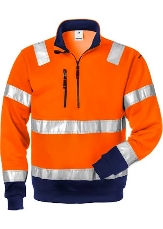 Fristads High Vis Sweater  met Korte Rits 728 SPV