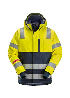 Snickers wasserdichte isolierte Jacke mit Kapuze, Warnschutz, Klasse 3, 1162
