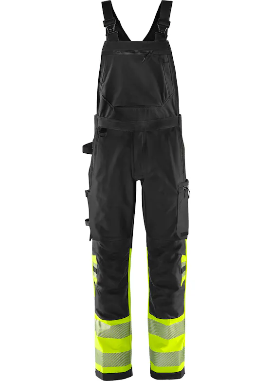 Fristads High-vis green amerikanische Latzhose Stretch, Klasse 1, 1032 GSTP