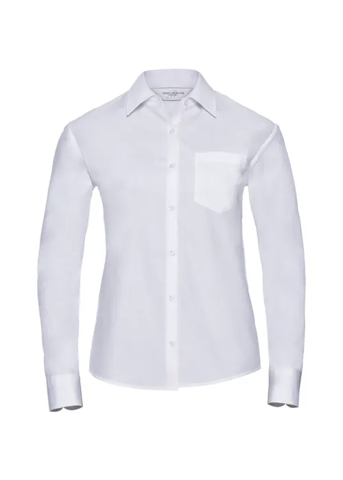 Russell Z936F Classic Pure Cotton Poplin Shirt Long Sleeve Regular Fit Dames