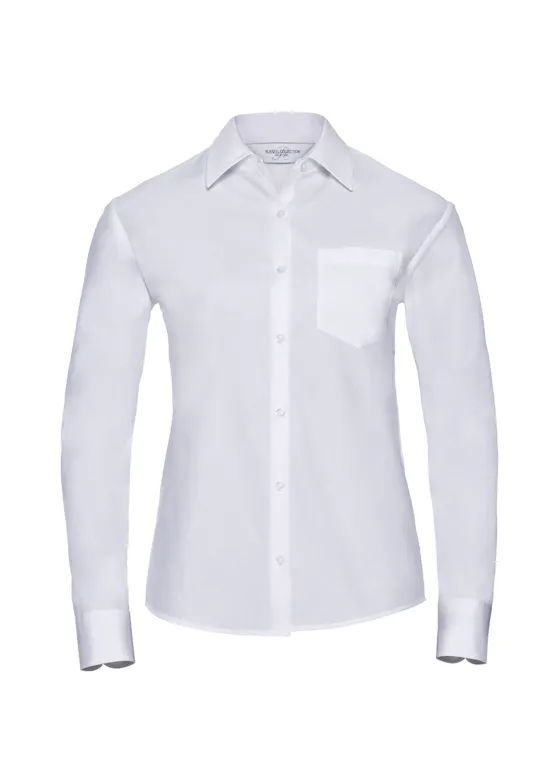Russell Z936F Classic Pure Cotton Poplin Shirt Long Sleeve Regular Fit Dames