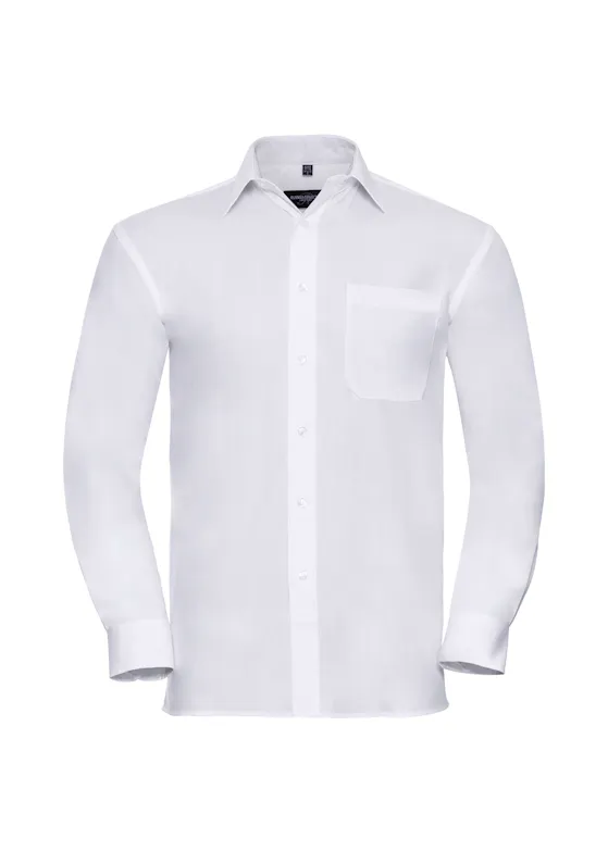 Russell Men's Classic Long-Sleeve Pure Cotton Poplin Shirt