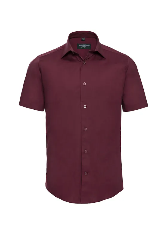 Russell Men's Short-Sleeve Fitted Stretch Shirt