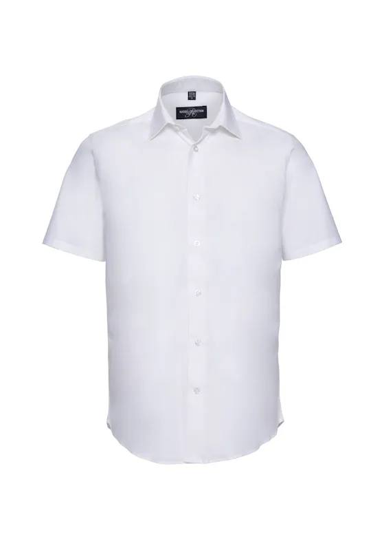 Russell Men's Short-Sleeve Fitted Stretch Shirt