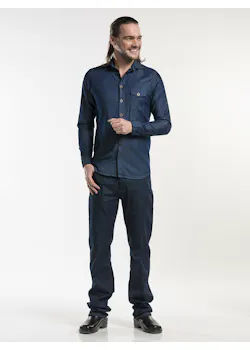 Chaud Devant Pantalon cuisinier bleu denim stretch en denim thumbnail (vignette)