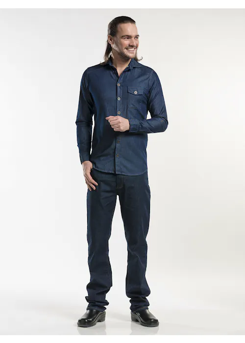 Chaud Devant Pantalon cuisinier bleu denim stretch en denim