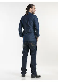 Chaud Devant Chef Jacket Parka Blue Denim miniatuur