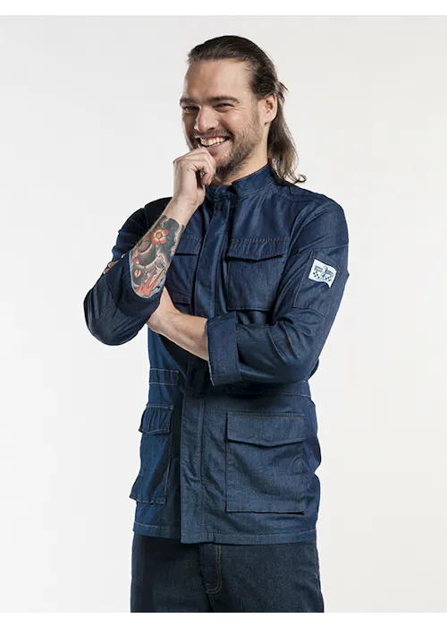 Chaud Devant Chef Jacket Parka Blue Denim