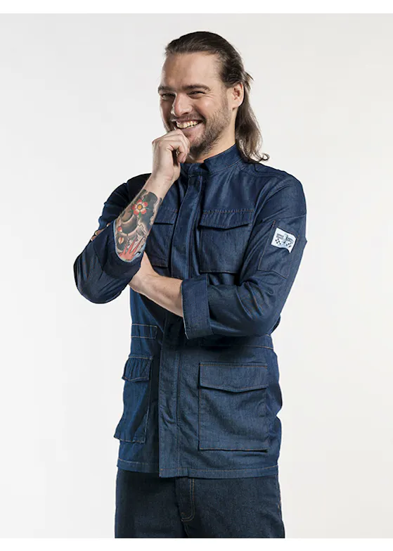 Chaud Devant Chef Jacket Parka — Blue Denim