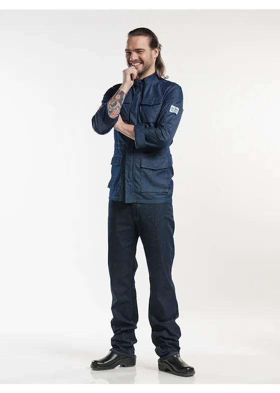 Chaud Devant Chef Jacket Parka — Blue Denim