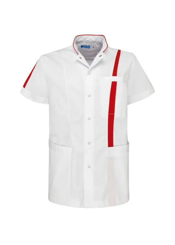 De Berkel zorgjas Lex wit/rood B2988326
