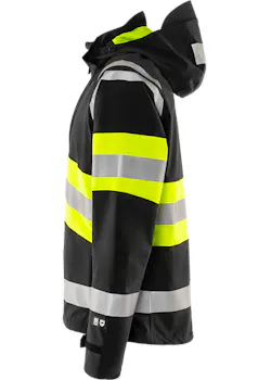 Fristads GLPS 4684 Shelljack Haute visibilité classe 1 vert stretch 4 directions imperméable coupe-vent thumbnail (vignette)