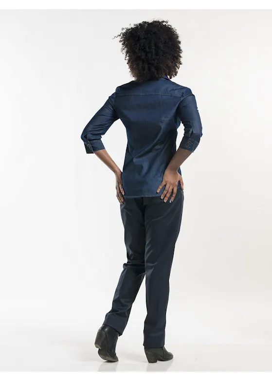 Chaud Devant Women Blue Denim Stretch 3/4 Sleeve
