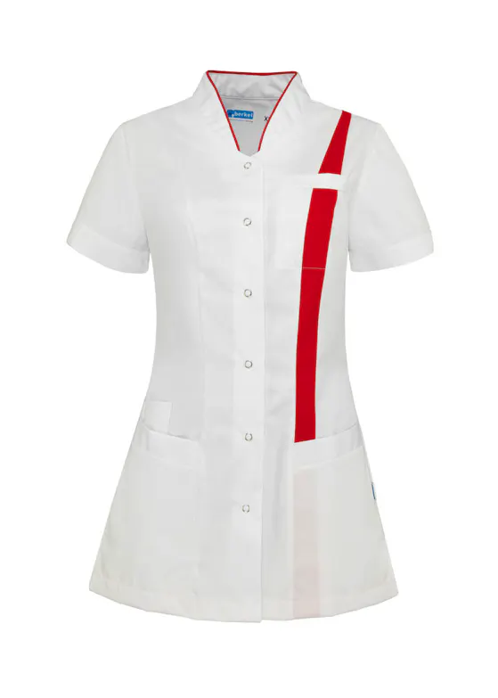 De Berkel Pflegekittel Lara weiß/rot B3930326