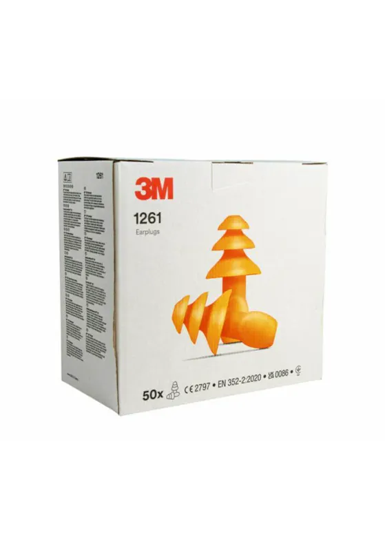 3M Ohrstöpsel 1261, wiederverwendbar, ohne Schnur, 1 Paar (Pillow-Pack), 50 Paar pro Schachtel