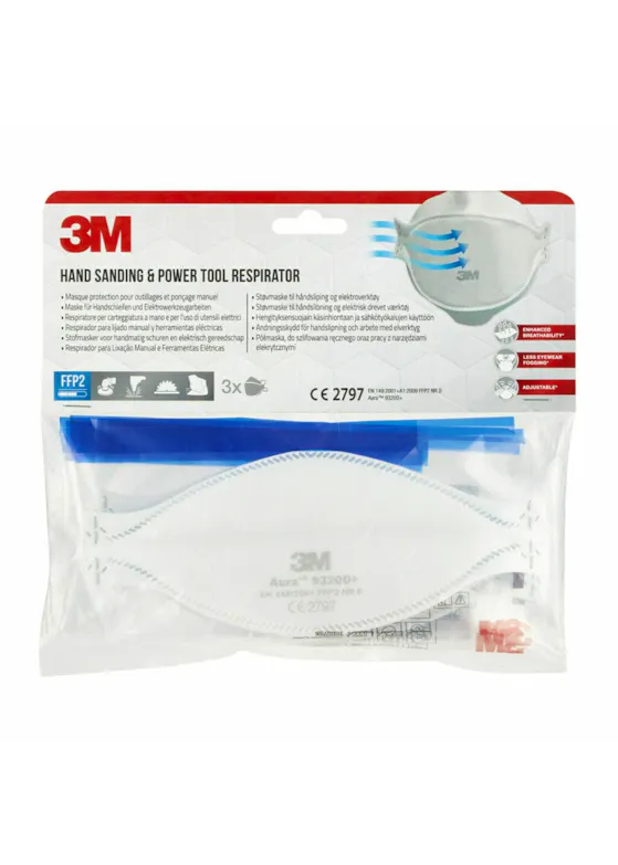 3M Aura Wegwerpstofmaskers FFP2 9320D+ 3/verpakking