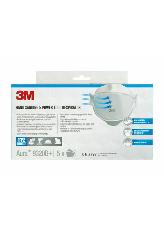 3M Aura Einweg-Atemschutzmaske FFP2 9320+, 5 Stück/Verpackung