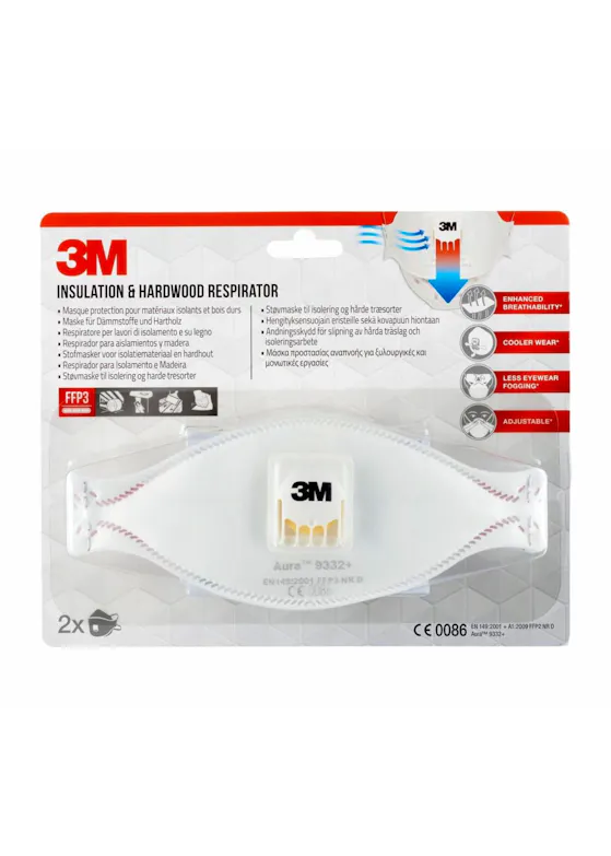 3M Aura Stofmasker FFP3 9332+ 2-pak