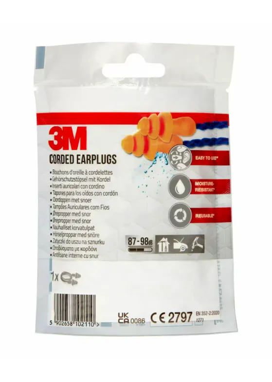 3M Ohrstöpsel 1271 mit Schnur und Aufbewahrungsbox, 1 Set (87–98 dB)
