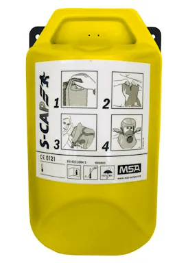 MSA S-Cap Fluchtmaske in lichtreflektierender Wandbox