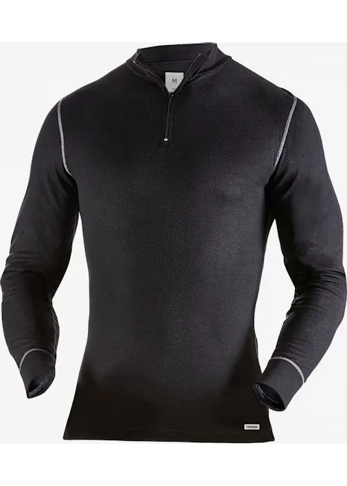 Fristads 127355 T-Shirt Lange Mouwen Met Korte Rits 789 Of Regular Fit
