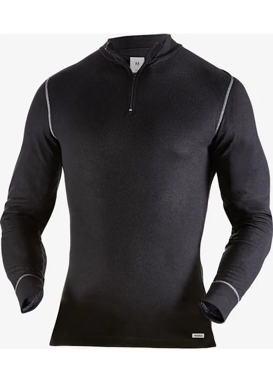 Fristads 127355 T-Shirt Lange Mouwen Met Korte Rits 789 Of Regular Fit