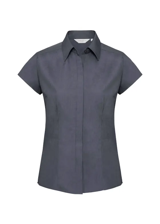 Russell Z925F Poplin Shirt Cap Sleeve Polycotton Slim Fit Dames