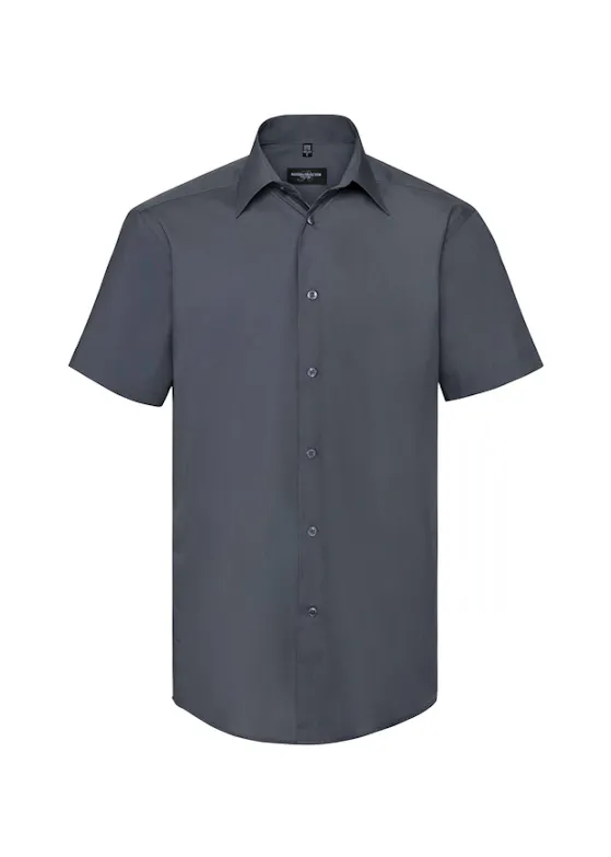 Russell Men's Short-Sleeved Tailored Polycotton Poplin Shirt