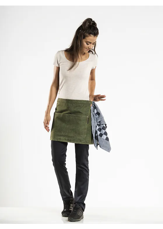 Chaud Devant Base Green-Denim-Latzschürze