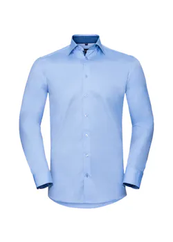 Russell Z964 Herringbone Shirt Long Sleeve Tailored Contrast Regular Fit miniatuur