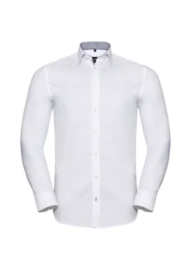 Russell Z964 Herringbone Shirt Long Sleeve Tailored Contrast Regular Fit