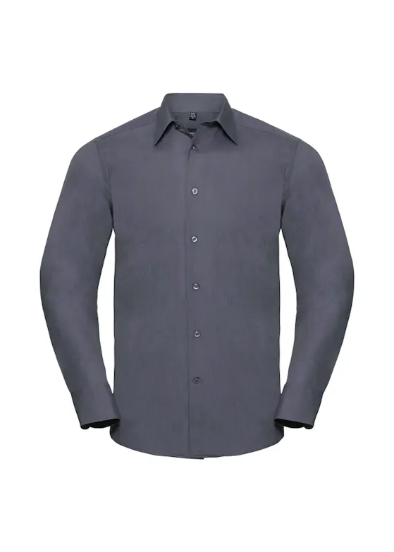 Russell Long Sleeve Tailored Polycotton Poplin Shirt (Men's)