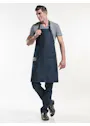 Chaud Devant Schort Bib Apron Multipocket Blue Denim miniatuur