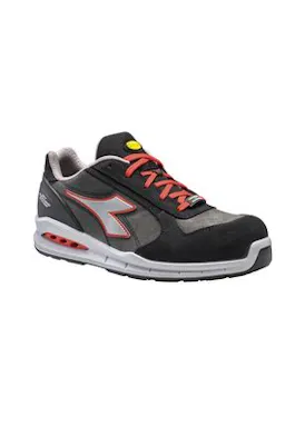 Diadora Run Net Airbox Niedrig S3, Asphalt/Silber/Rot