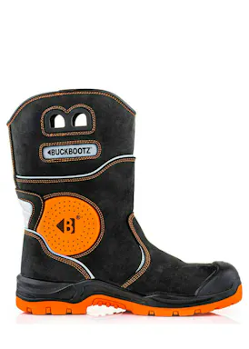Buckbootz BVIZ50RBK Arbeitsstiefel S7S, Schwarz / Orange