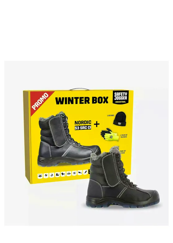 Safety Jogger Nordi S3 Arbeitsstiefel, hoch, schwarz, Winter-Promobox