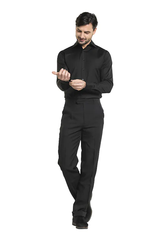 Chaud Devant Herren schwarz Stretchhemd