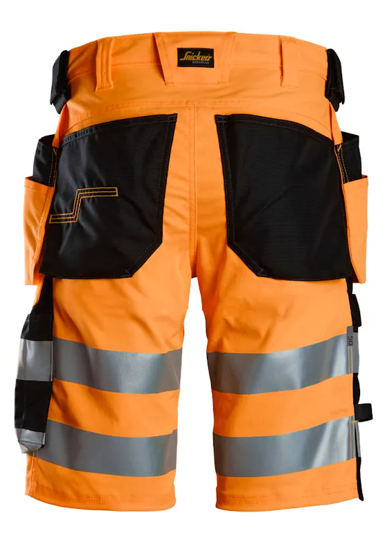 Snickers High-Vis-Klasse 1 kurze Stretch-Arbeitshose mit Holstertaschen