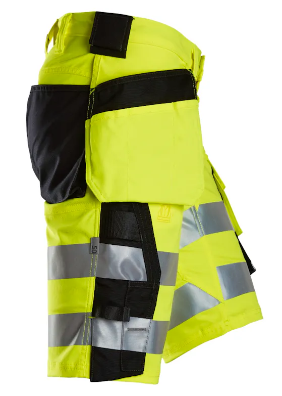 Snickers High-Vis-Klasse 1 kurze Stretch-Arbeitshose mit Holstertaschen