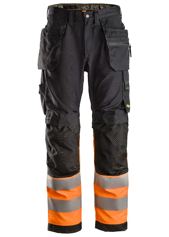Snickers Workwear Warnschutz Arbeitshose+ mit Holstertaschen, Klasse 1 - 6233