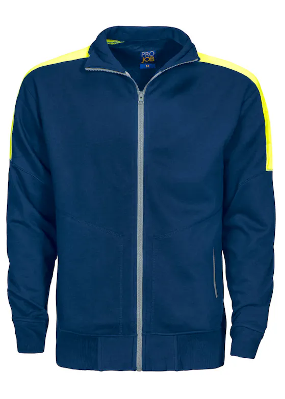 Projob 2123 Sweatshirt mit langem Reißverschluss und Fluo-Einsätzen, Regular Fit
