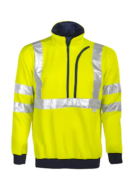 Projob 6102 Warnschutz-Sweater, kurzer Reißverschluss, EN ISO 20471, Klasse 3