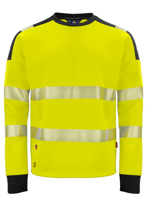 Projob 646108 Sweat-shirt à col rond haute visibilité EN ISO 20471 classe 3 réfléchissant