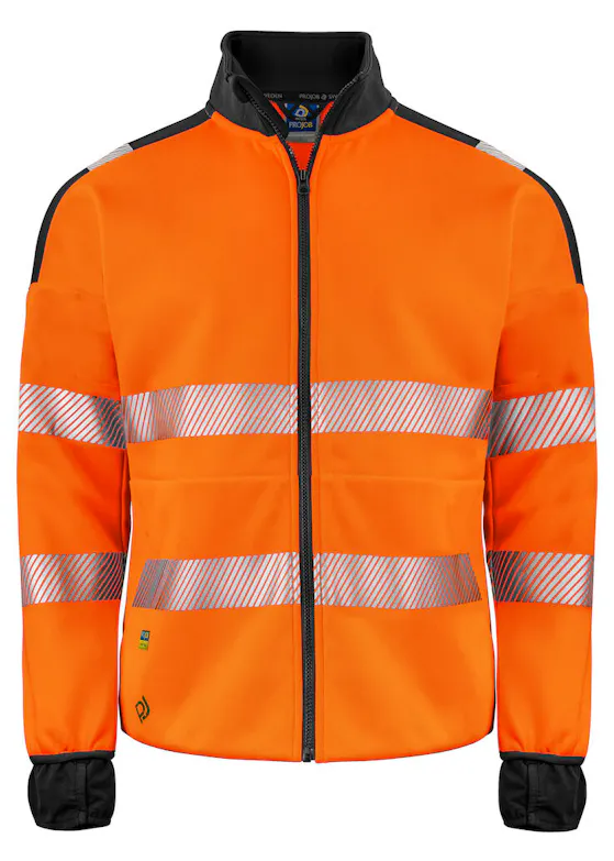 Projob 6109 Warnsweatshirt mit langem Reißverschluss, EN ISO 20471, Klasse 3, Stretch