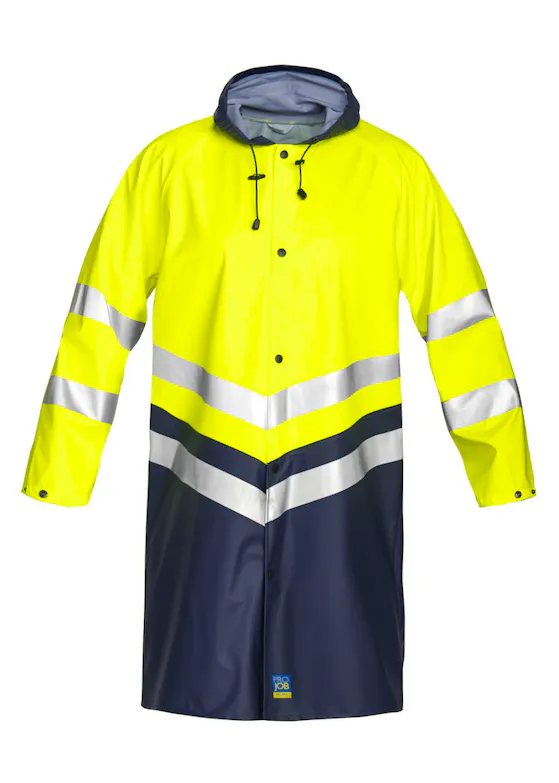 Projob 6403 lange Warnschutz-Regenjacke, EN ISO 20471, Klasse 3
