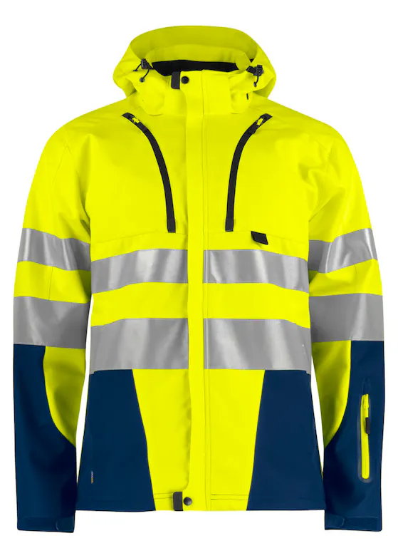 Projob Ungefütterte Warnschutz-Softshelljacke, EN ISO 20471, Klasse 3, Damen, 6423
