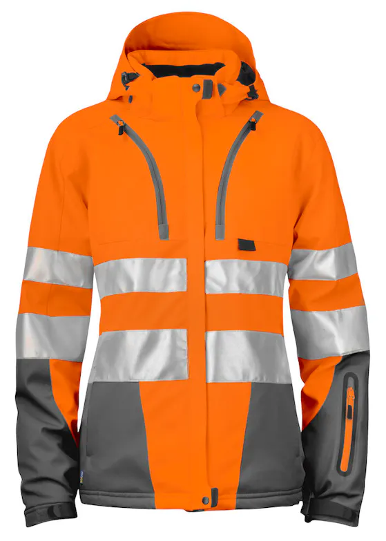 Projob Gefütterte Warnschutz-Softshell, EN ISO 20471, Klasse 3, Damen, 6424