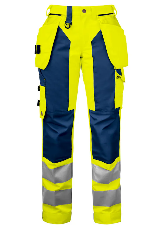 Projob 6519 Warnschutzhose mit Knietaschen und Nageltaschen, EN ISO 20471, Klasse 2, Damen
