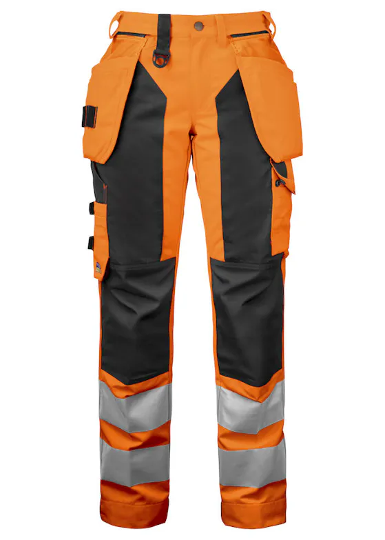 Projob 6519 Warnschutzhose mit Knietaschen und Nageltaschen, EN ISO 20471, Klasse 2, Damen