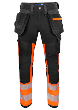 Projob 6540 Warnschutz-Stretchhose mit Knietaschen und Nageltaschen, nach EN ISO 20471, Klasse 1